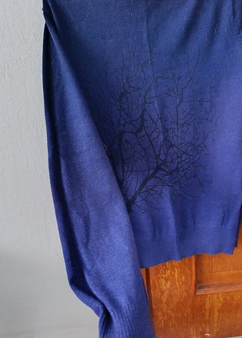 Lacivert Baskılı Boğazlı Kadın Kazak - Görsel 2