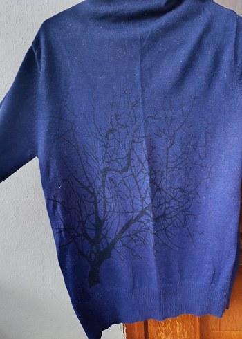 Lacivert Baskılı Boğazlı Kadın Kazak - Görsel 3