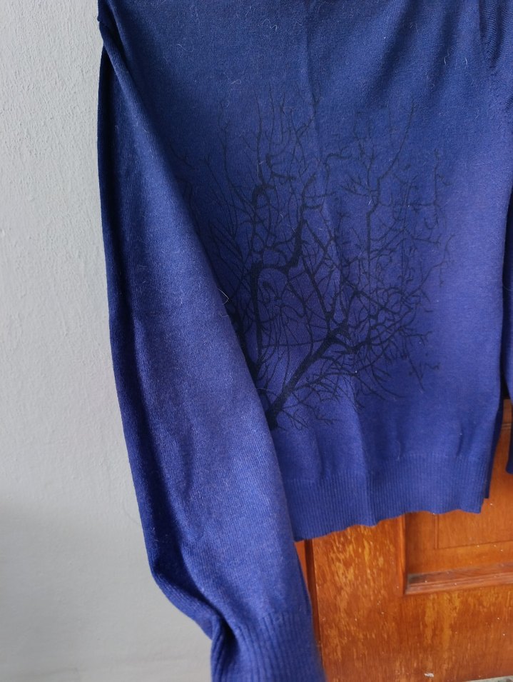 Lacivert Baskılı Boğazlı Kadın Kazak - Görsel 2