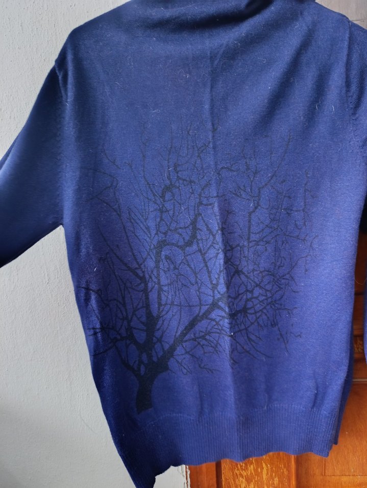 Lacivert Baskılı Boğazlı Kadın Kazak - Görsel 3