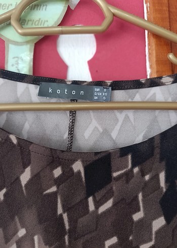 V Yaka Uzun Kollu Kahverengi Desenli Elbise - Görsel 3