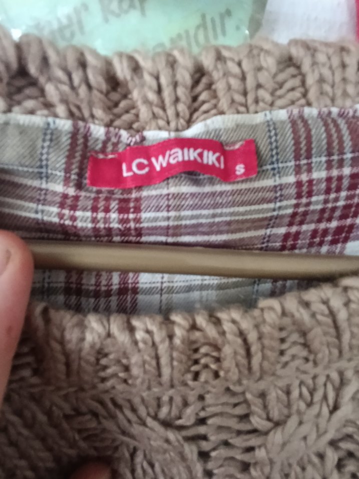 Bohem Tarz Kahverengi Örgü Kadın Kazak - Görsel 3