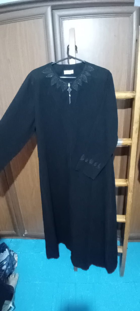 Nakışlı Siyah Uzun ferace - Görsel 2