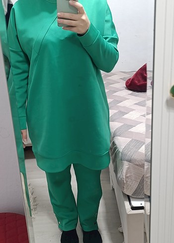 Kadın Yeşil Normal Boy Rahat Eşofman Takımı - Görsel 2