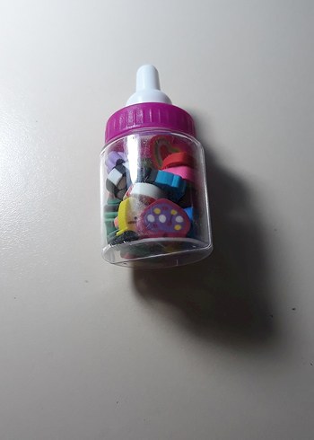 Renkli Bebek Biberonu Şeklinde Mini silgi - Görsel 3