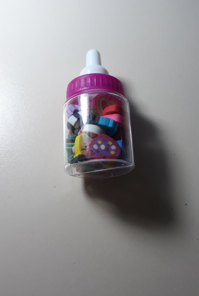 Renkli Bebek Biberonu Şeklinde Mini silgi - Görsel 3