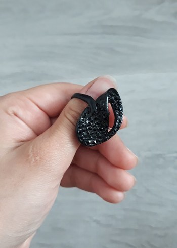 Diğer Pul İşlemeli Siyah Yılan Desenli Gotik Yüzük