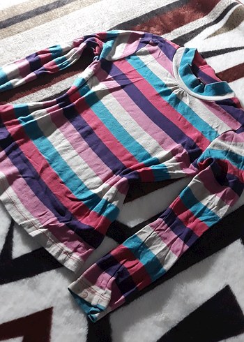 Kız Çocuk Renkli Çizgili Uzun Kollu Triko - Görsel 2