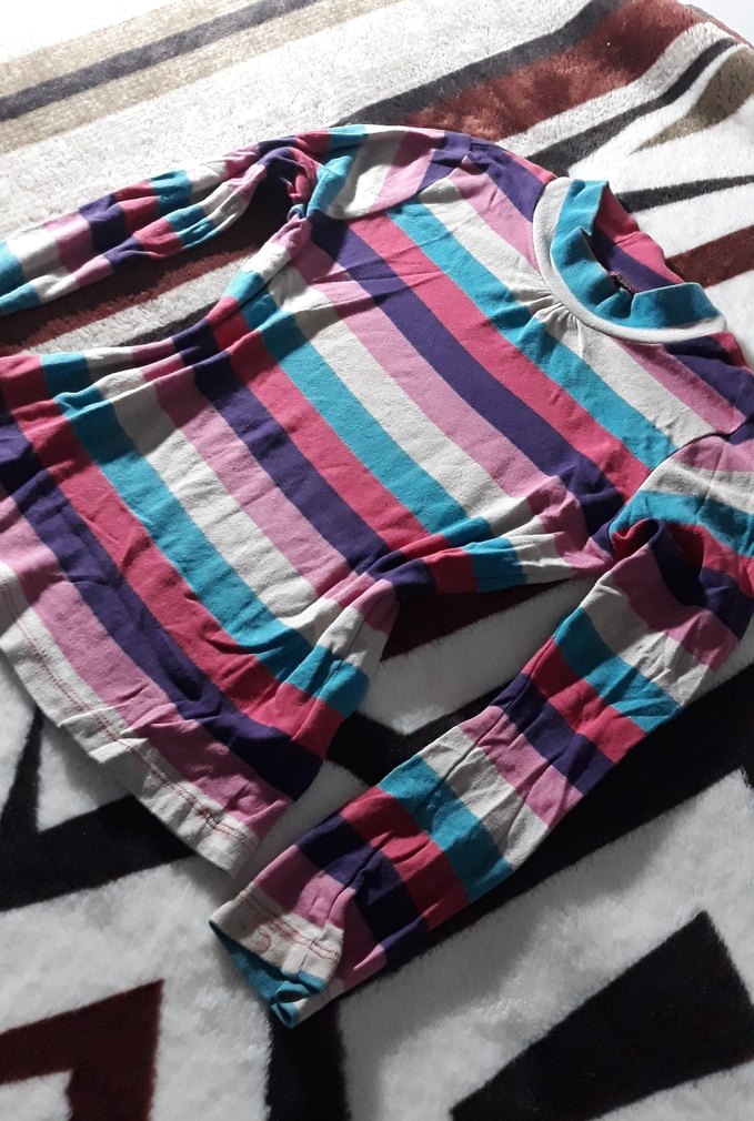 Kız Çocuk Renkli Çizgili Uzun Kollu Triko - Görsel 2