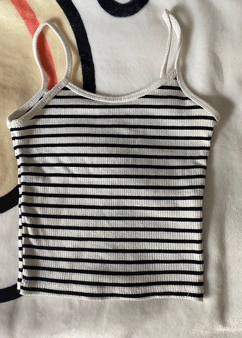 xs Beden Kaskorse crop/ Çizgili İnce Askılı Kadın Atlet