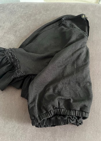 Diğer Siyah oyalı bluz crop şık