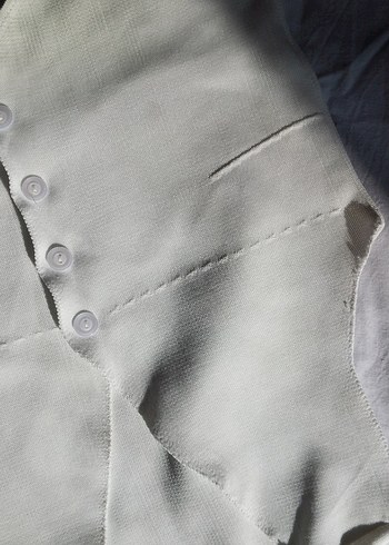 Düğmeli Beyaz Yelek - Görsel 3