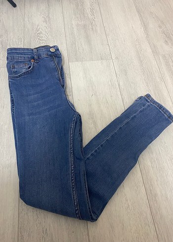 Düğmeli Mavi Kadın Kot Pantolon