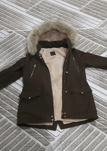 Zara Kahverengi Kapüşonlu Kadın Kışlık Mont