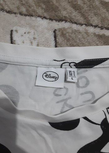 l Beden Beyaz Mickey Mouse Baskılı Kadın Tişört