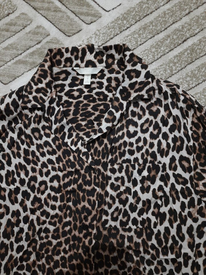 Kahverengi Leopar Desenli Kemerli Kadın Pantolon - Görsel 3