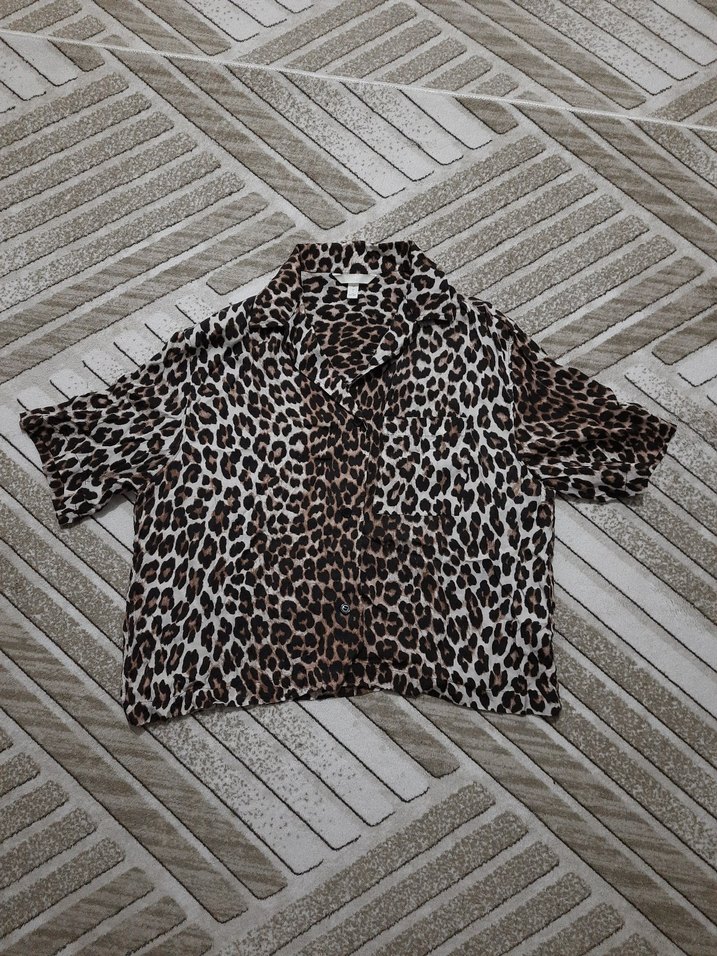 Kahverengi Leopar Desenli Kemerli Kadın Pantolon - Görsel 2