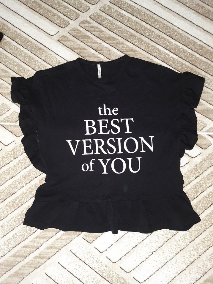 Siyah Fırfırlı Hamile Tişörtü - Görsel 2