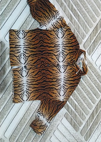 Collezione Kahverengi Zebra Desenli Kadın Bluz