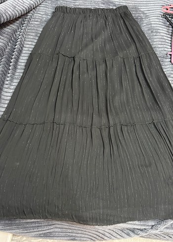 xl Beden Siyah Pilili Uzun Kadın Etek