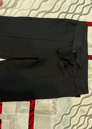 xl Beden Kadın Siyah Kemerli Kumaş Pantolon