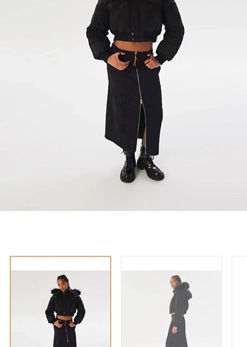 Twist Crop kapüşonlu bomber mont - Görsel 2