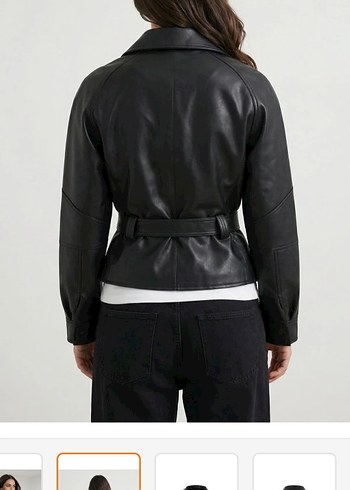 Kemerli Siyah Suni Deri Ceket - Görsel 2