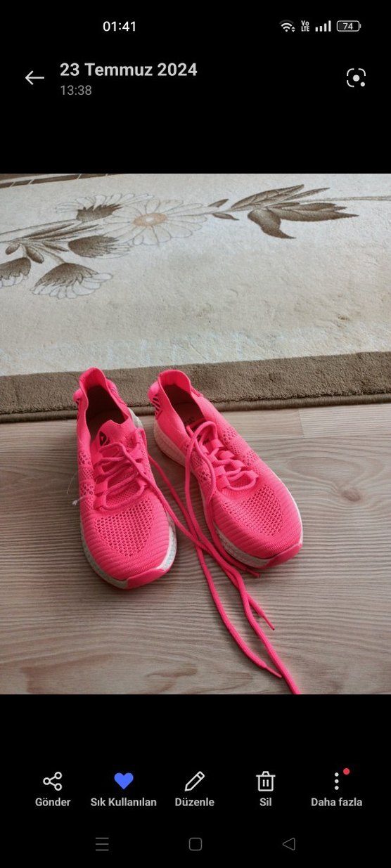 Fuşya Elastik Bağcıklı Kadın Spor Ayakkabı - Görsel 2