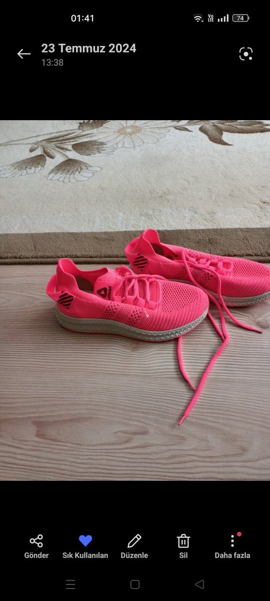 Fuşya Elastik Bağcıklı Kadın Spor Ayakkabı - Görsel 4