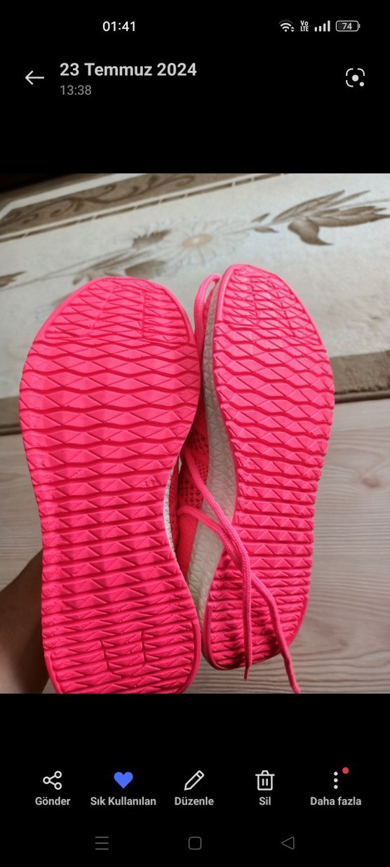 Fuşya Elastik Bağcıklı Kadın Spor Ayakkabı - Görsel 3