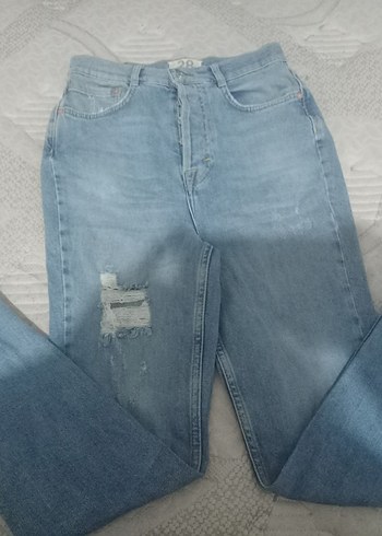 28 Beden mavi Renk Düğmeli Mavi Kadın Denim Jean