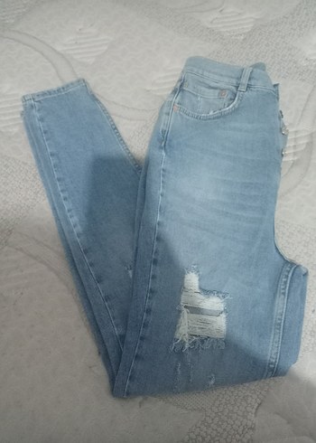 Diğer Düğmeli Mavi Kadın Denim Jean