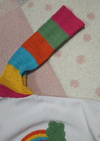 Kız Çocuk Gökkuşağı Nakışlı Gri Eşofman Takımı - Görsel 7