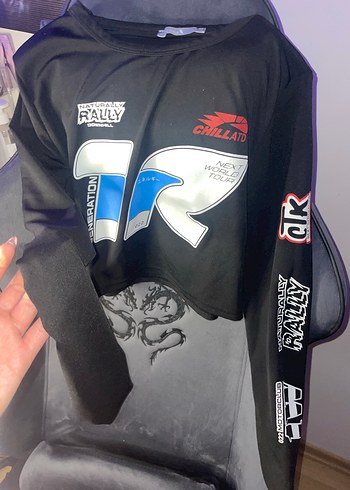 Siyah Baskılı Biker Hamile Uzun Kollu Tişört - Görsel 2