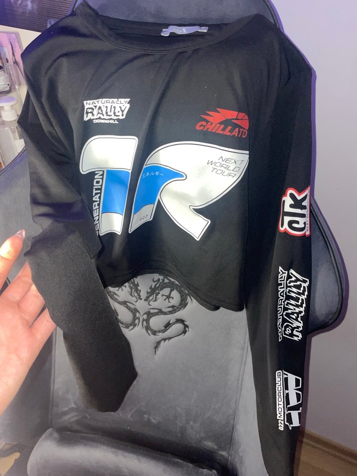 Siyah Baskılı Biker Hamile Uzun Kollu Tişört - Görsel 2