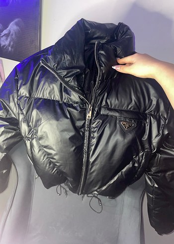 Prada Siyah Deri Fermuarlı ayarlanabilirli mont - Görsel 2