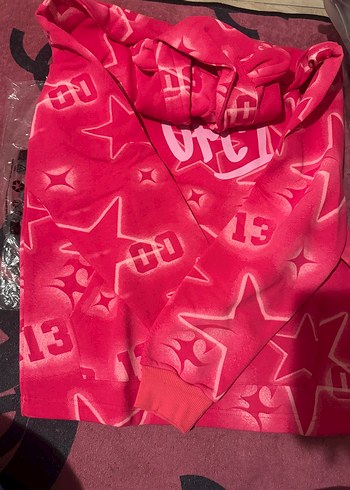 xs Beden pembe Renk Erkek Pembe Batik Desenli Kapüşonlu Sweatshirt