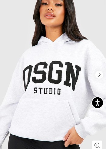 Gri Baskılı Kadın Sweatshirt Kapüşonlu