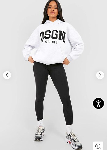 Diğer Gri Baskılı Kadın Sweatshirt Kapüşonlu
