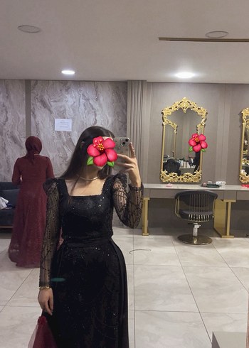 Uzun Siyah Gotik Dantel Abiye Elbise