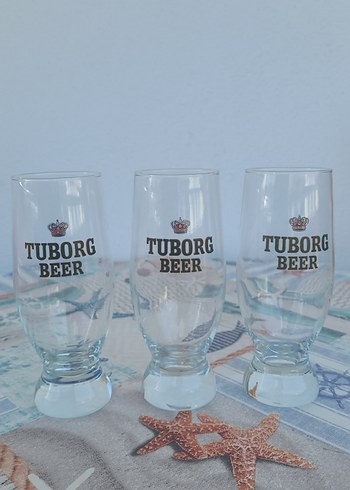 Yeşil Tuborg Beer Logolu 3'lü Bira Bardağı Seti
