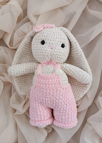Pembe tulumlu peluş tavşan oyuncak