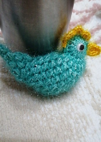 Turkuaz Örgü Kuş Anahtarlık - Görsel 2