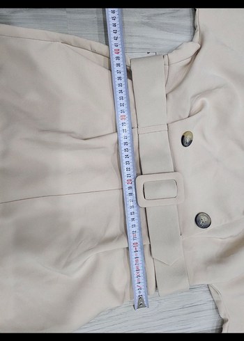 Bej Kemerli Kadın Mini Tulum - Görsel 2