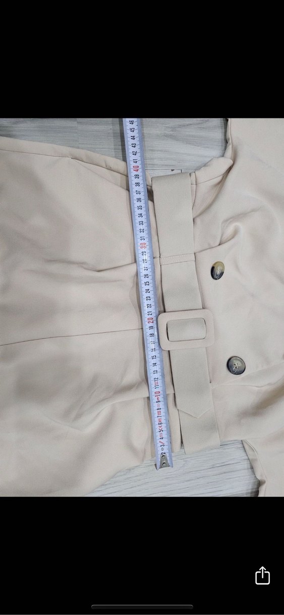 Bej Kemerli Kadın Mini Tulum - Görsel 2