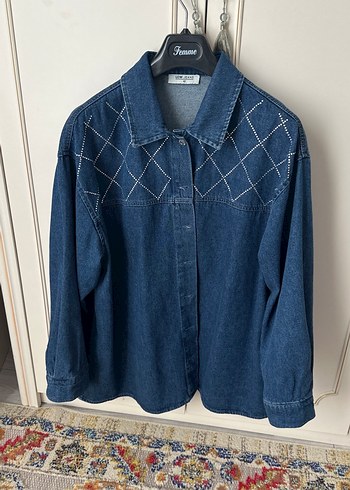 Düğmeli Kadın Mavi Denim Ceket