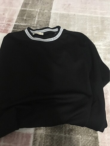 Siyah rugan(parlak) tunik bluz