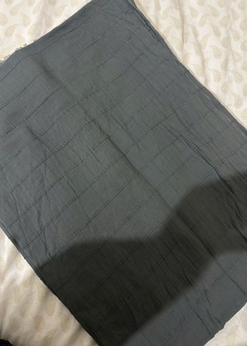 Gri Keten Kadın Pliseli Şal