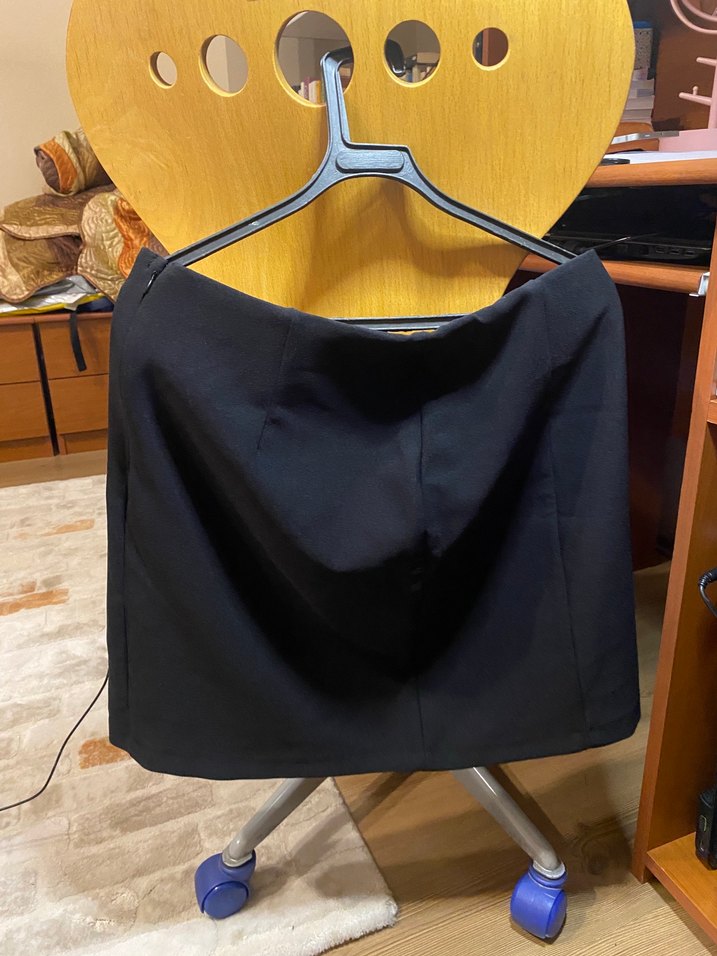 Drapeli Siyah Midi Hamile Eteği - Görsel 2