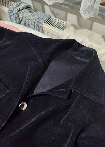 Siyah Süet Kadın Ceket Düğmeli - Görsel 4